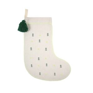 Meri‎ Meri Wool Christmas Stocking Green Pom Pom Neon Stitch Handmade India NWT